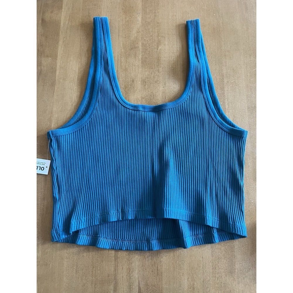 Old Navy Women's Ribbed Knit Crop Tank Tops Sz XL Teal Blue NEW Summer - Picture 7 of 7